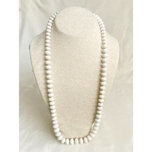 💎Opera Necklace Graduated White Disc Beads Between Gold Tone Chain